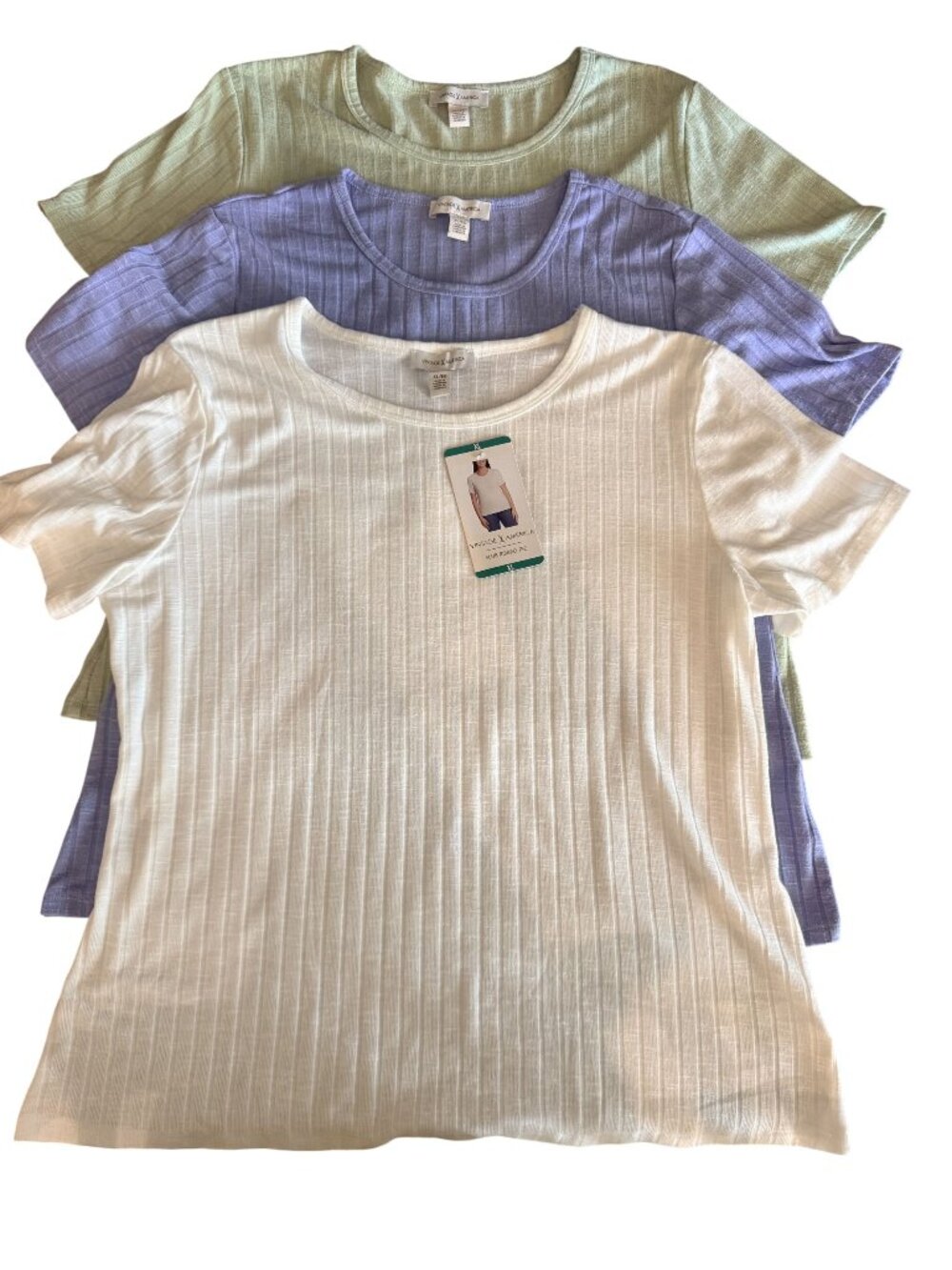 Womens Vintage America Slub Ribbed Tees Lavender & Green (Used) White (NWT) XL